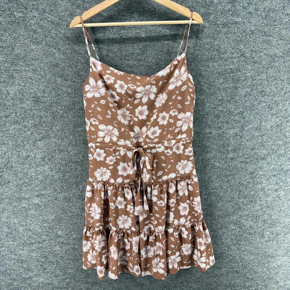 Honey & Rosie Dress Women M Medium Brown Floral Shift Short Lined Sleeveless